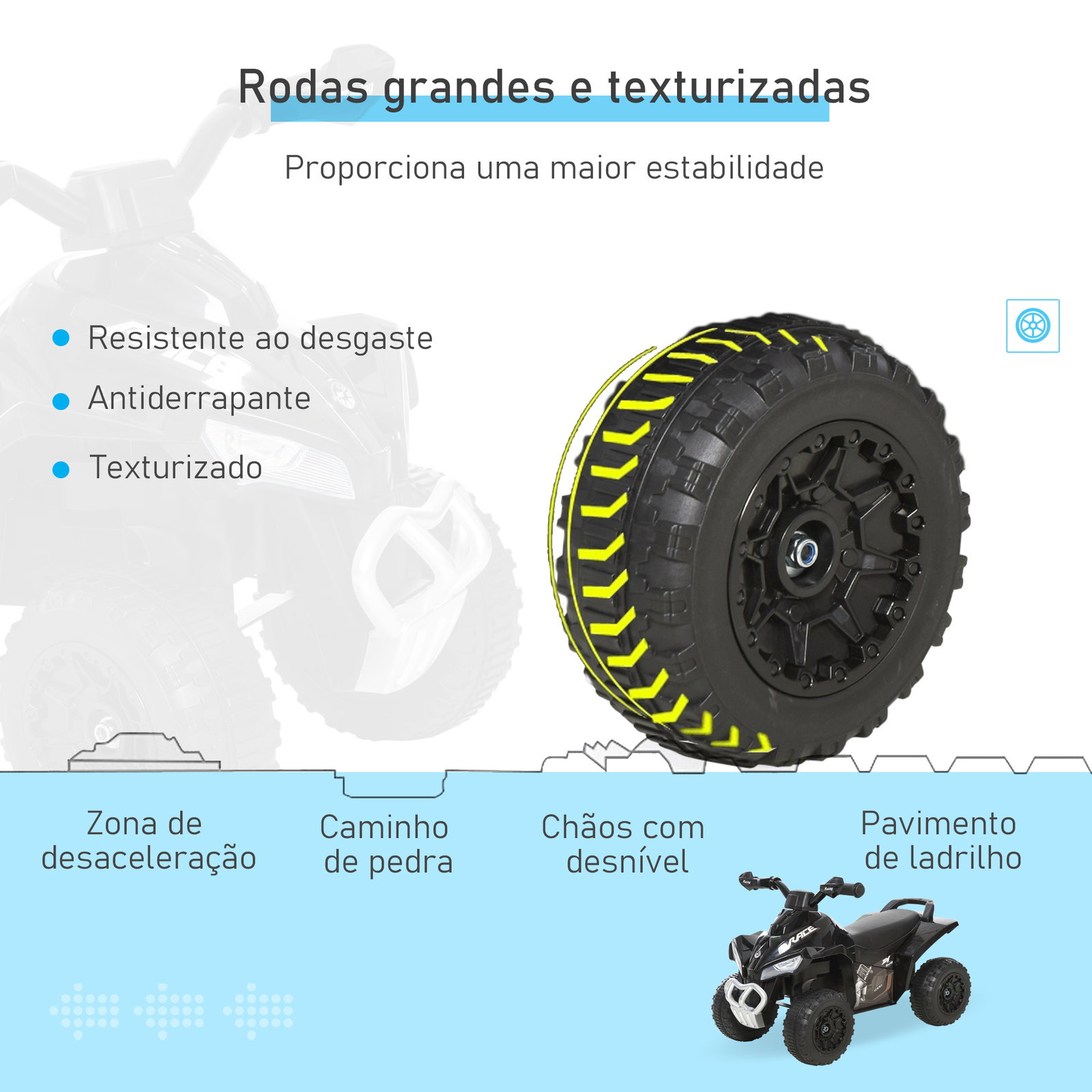 Quadriciclo para crianças carro andador infantil com luzes e música desenho inovador carga 20kg 67,5x38x44 cm preto