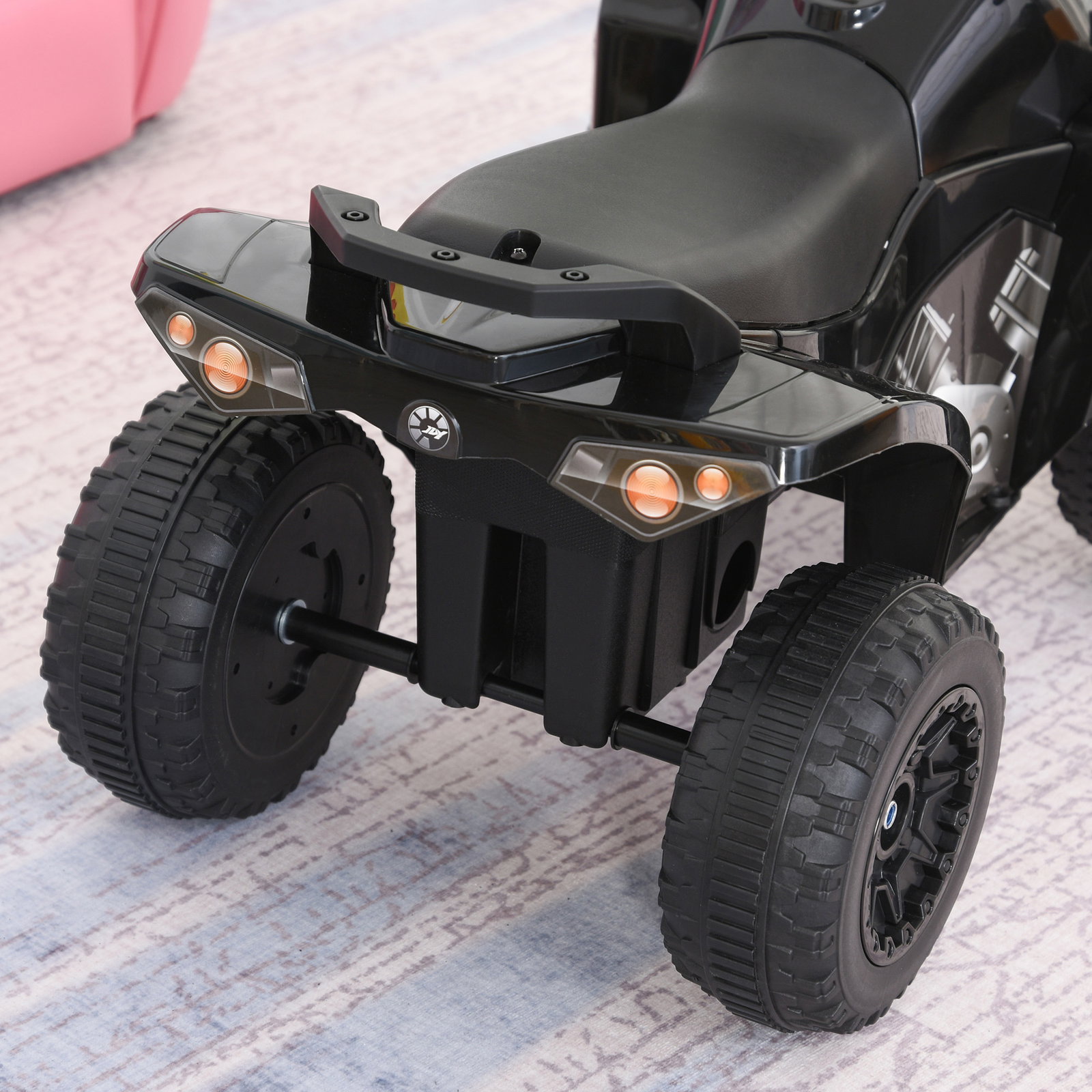 Quadriciclo para crianças carro andador infantil com luzes e música desenho inovador carga 20kg 67,5x38x44 cm preto
