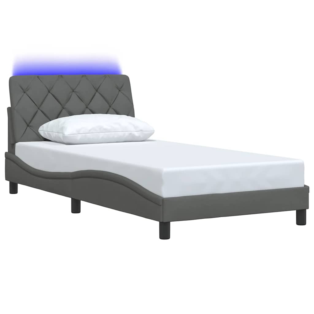 Estrutura de cama com LED sem colchão 100x200 cm tecido
