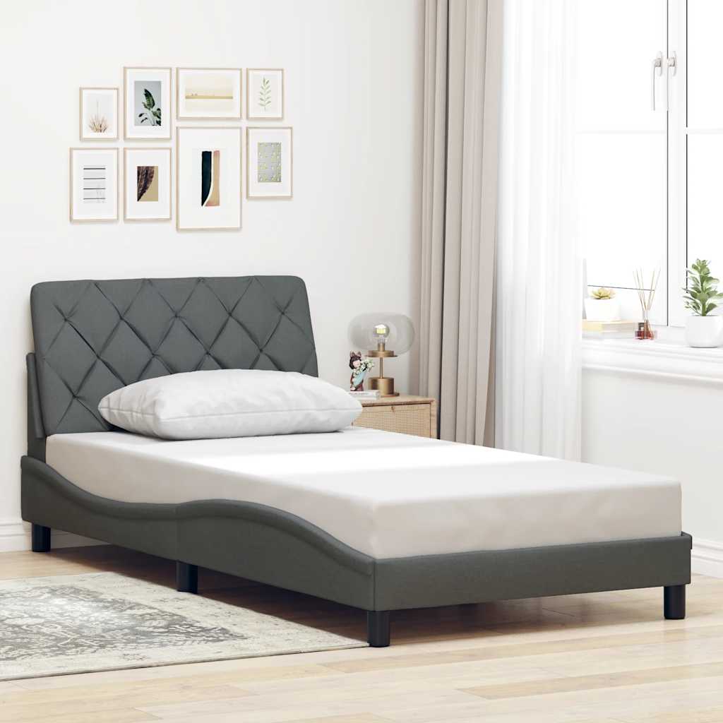 Estrutura de cama com LED sem colchão 100x200 cm tecido