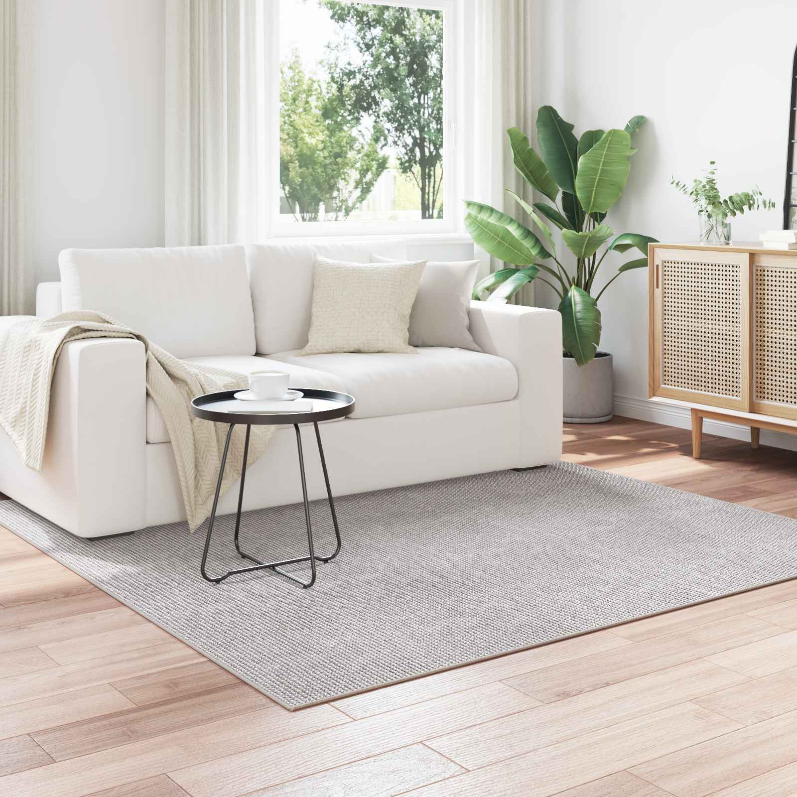 Tapetes de área lugo creme e cinza 200 x 200 cm poliéster