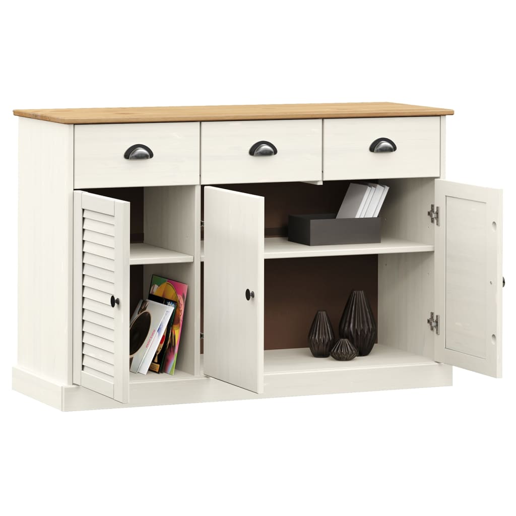 Aparador com gavetas vigo 113x40x75 cm pinho maciço branco