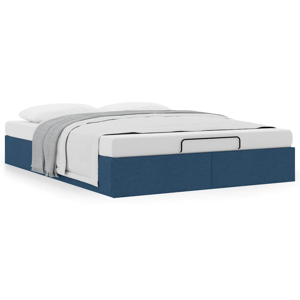 Estrutura de cama otomana sem colchão 140x200 cm tecido azul