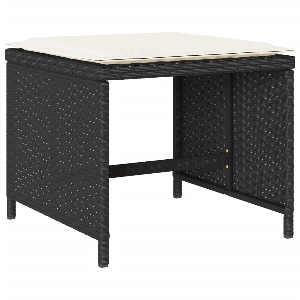 17 Pcs conjunto de jantar p/ jardim c/ almofadões vime PE preto