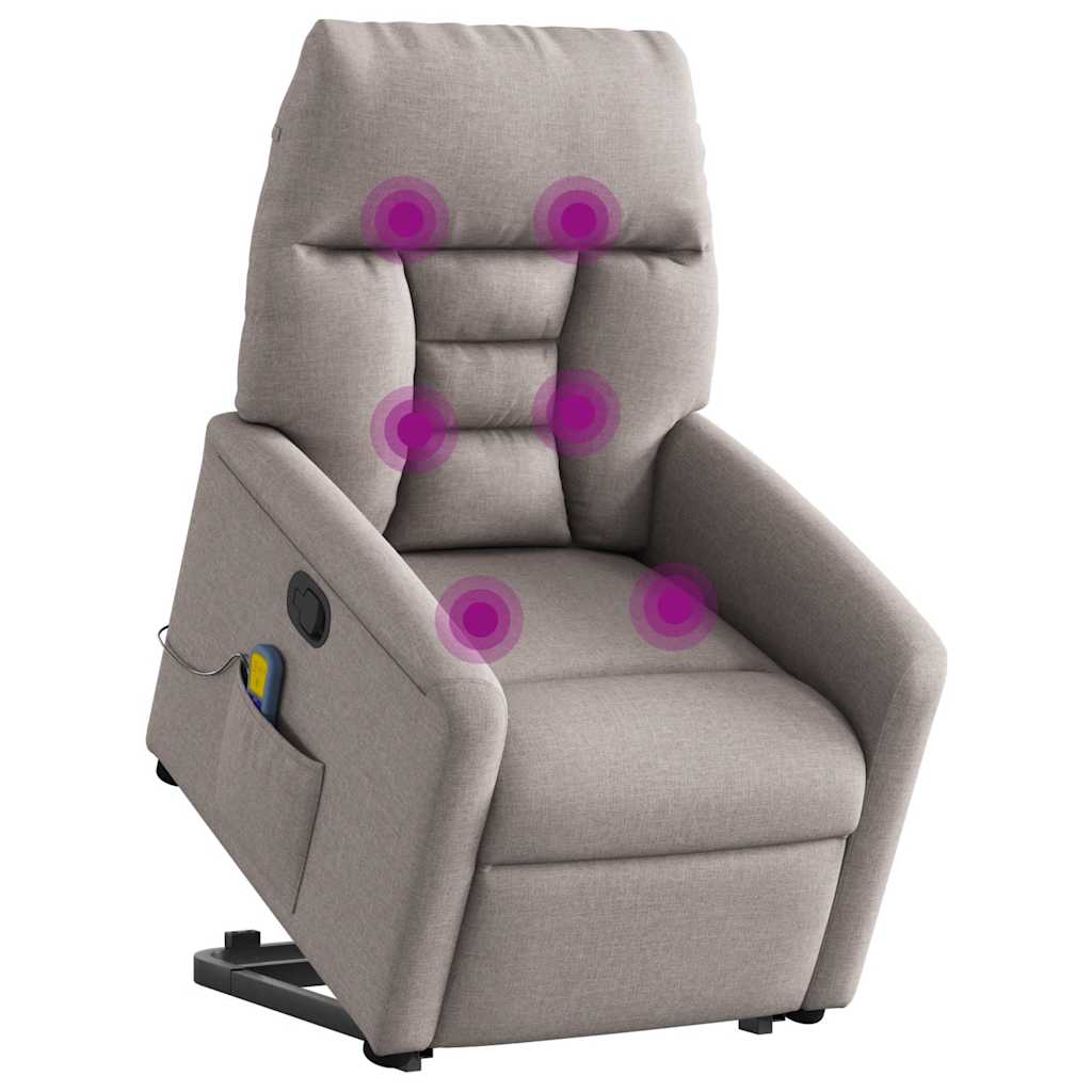 Poltrona elevatória de massagens tecido cinzento-acastanhado