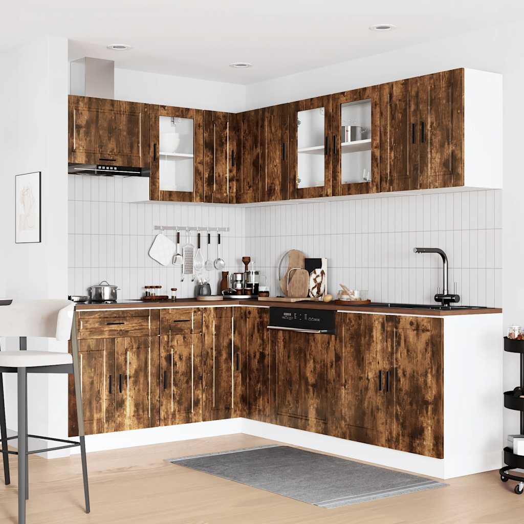 11 Peças armário de cozinha conjunto porto carvalho fumado