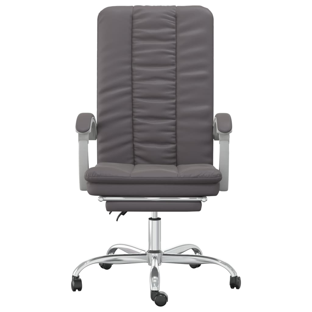 Cadeira de escritório reclinável couro artificial cinzento