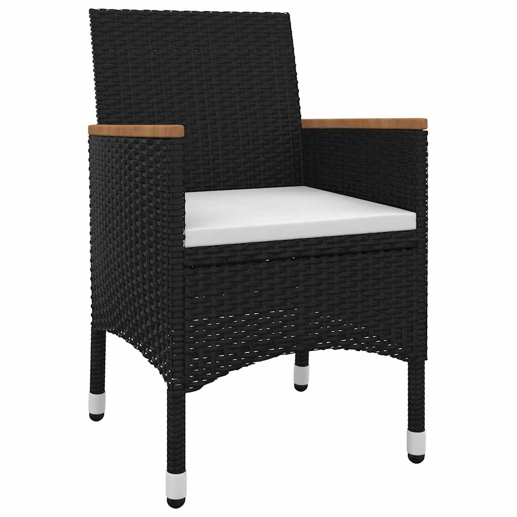 3 Pcs conjunto de jantar p/ jardim c/ almofadões vime PE/vidro