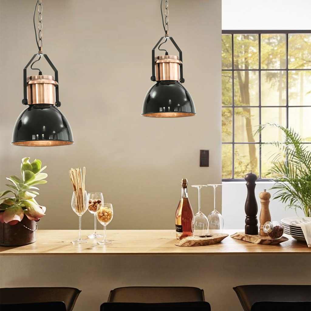 Candeeiros de teto 2 pcs redondo e27 preto