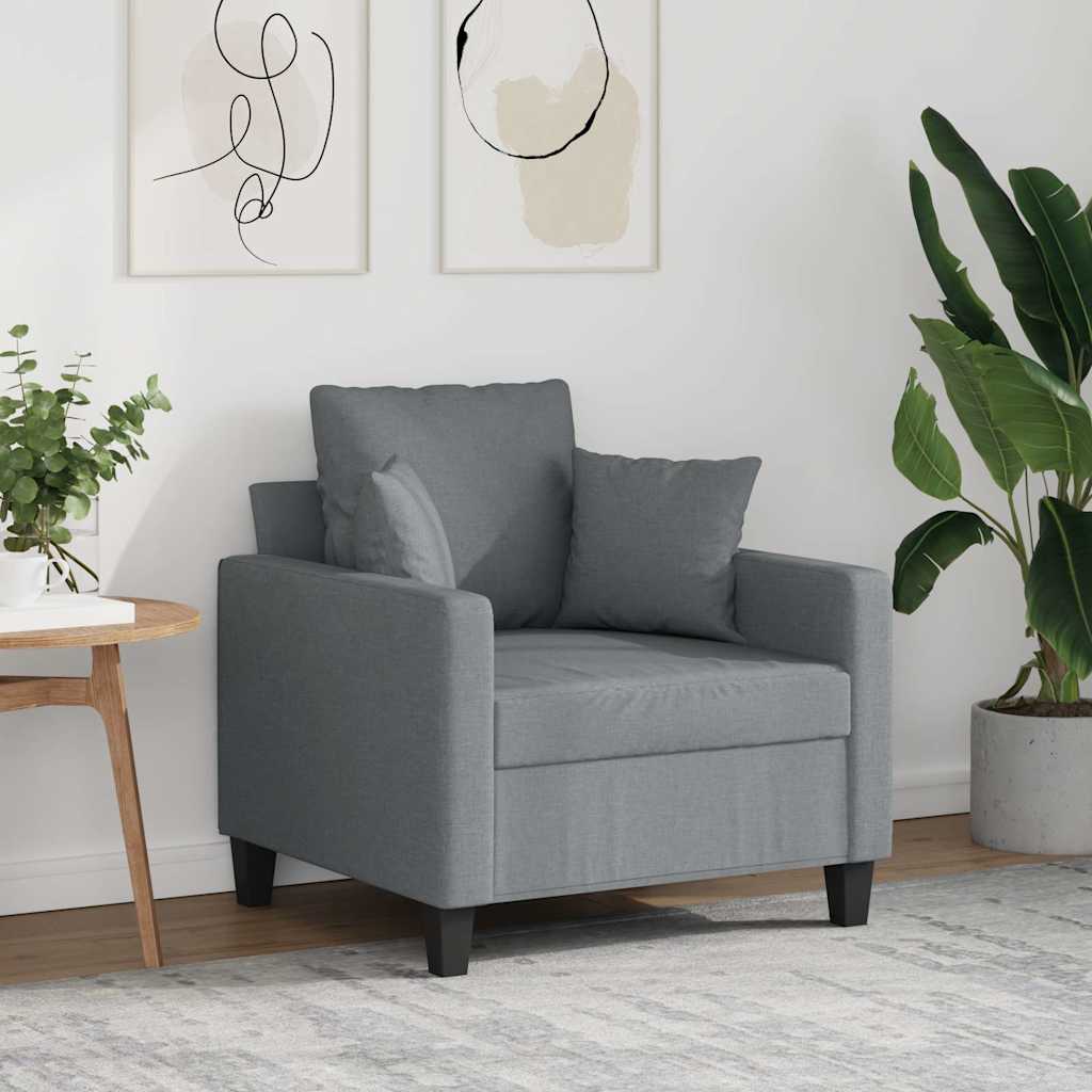 Poltrona tecido 60 cm cinzento-claro