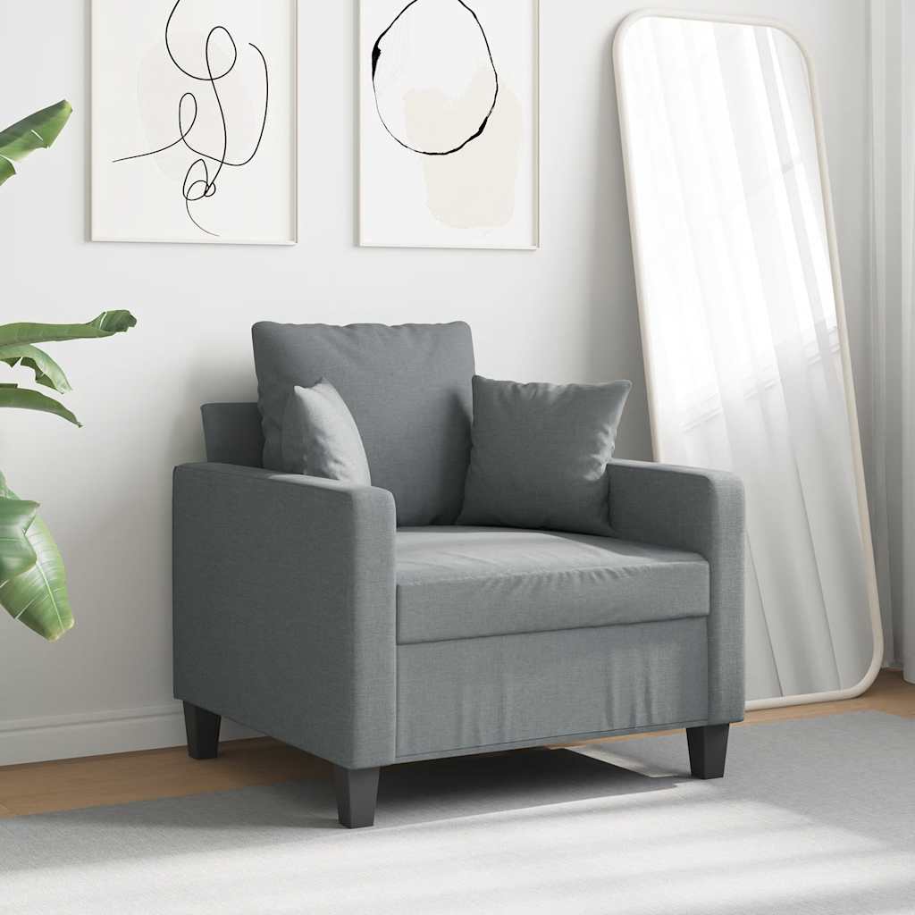 Poltrona tecido 60 cm cinzento-claro