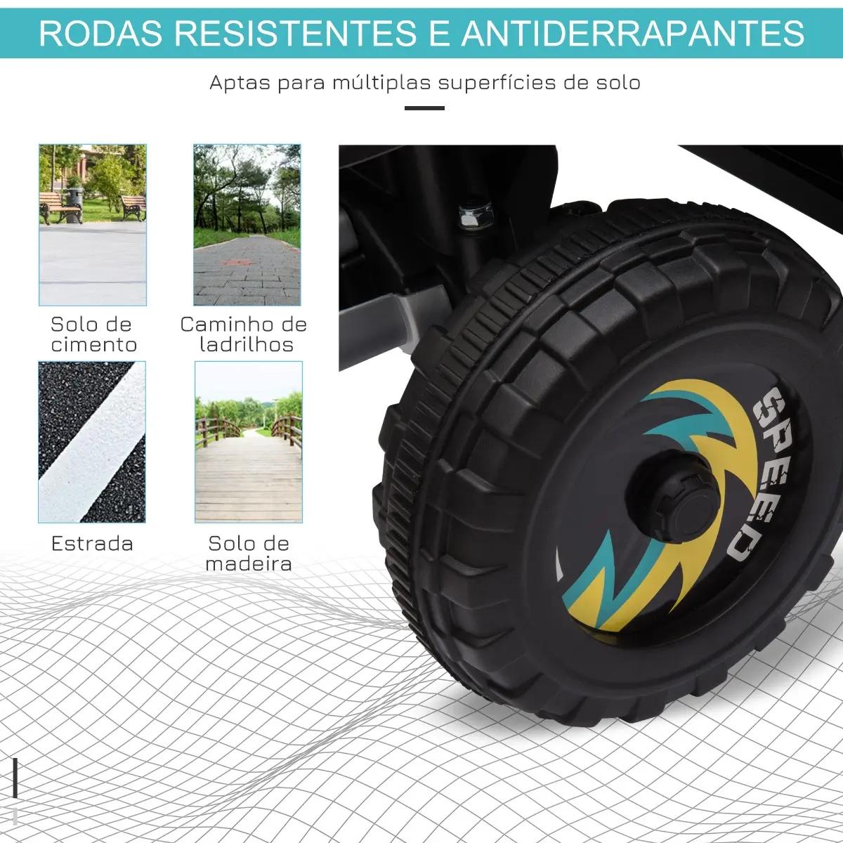 Quadriciclo Elétrico para Crianças de 18-36 Meses Quadriciclo a Bateria 6V com Avance e Retrocesso 72x40x45,5cm Preto
