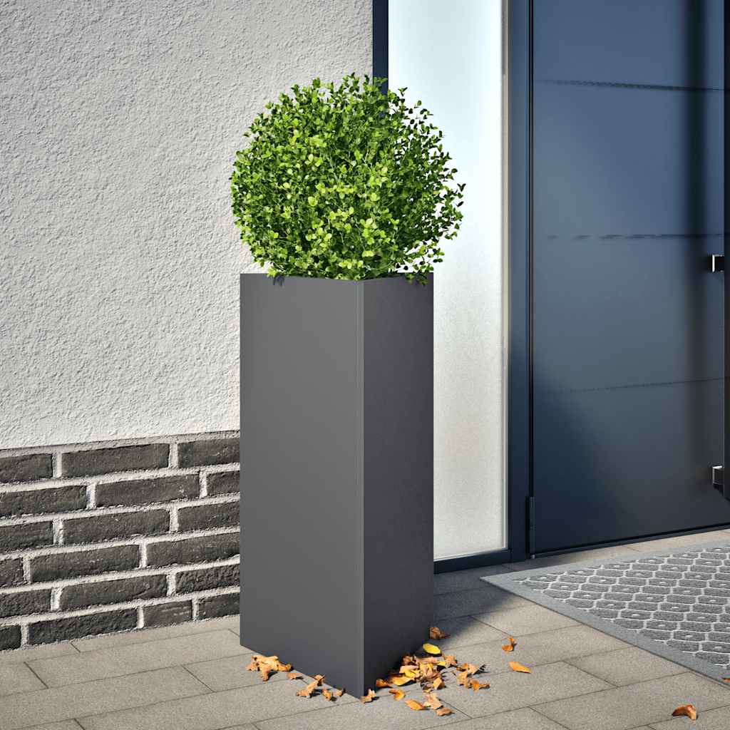 Vaso/floreira de jardim triangular 40x34,5x75 cm aço antracite