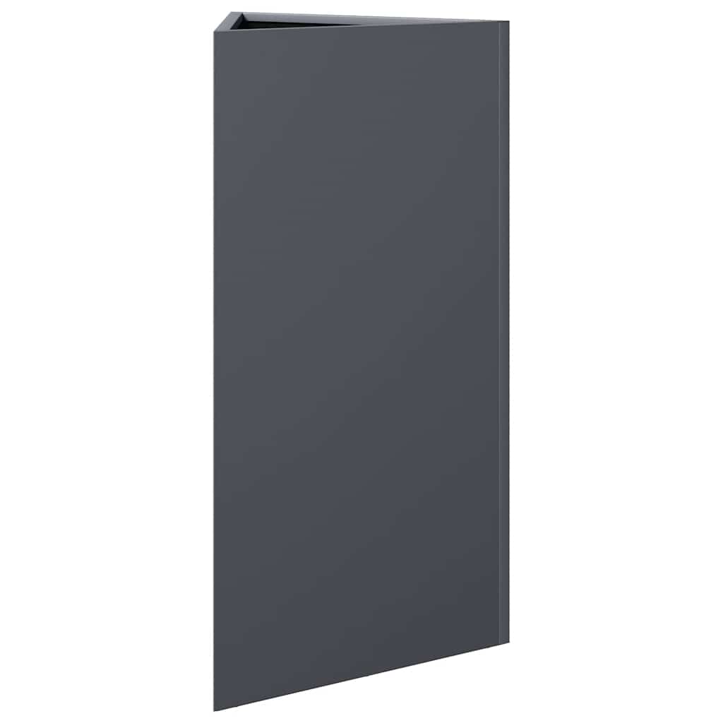 Vaso/floreira de jardim triangular 40x34,5x75 cm aço antracite