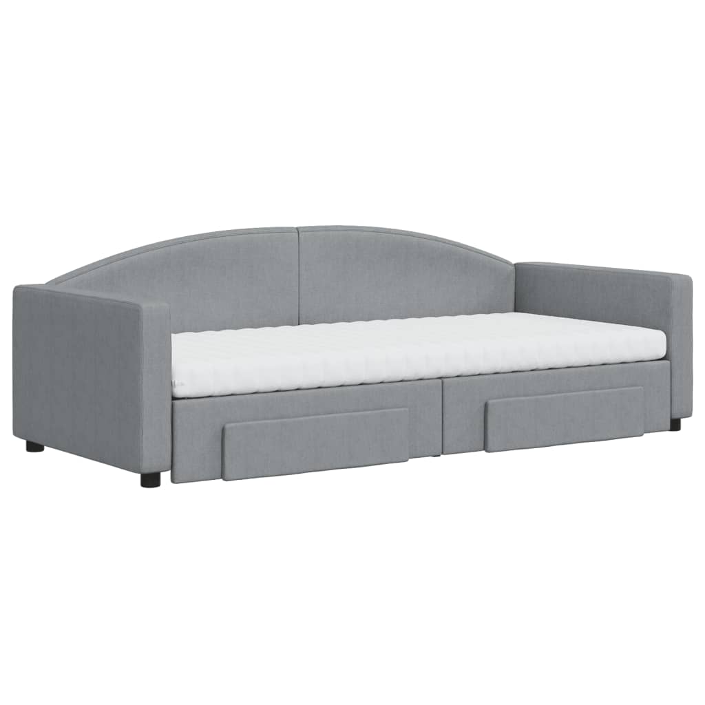 Sofá-cama c/ gavetão e gavetas 90x200 cm tecido cinzento-claro