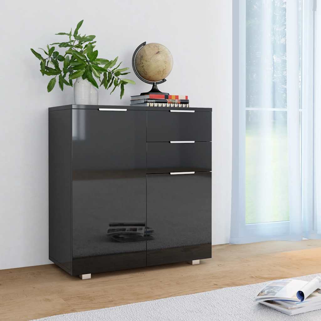 Aparador em contraplacado 71x35x80 cm preto brilhante