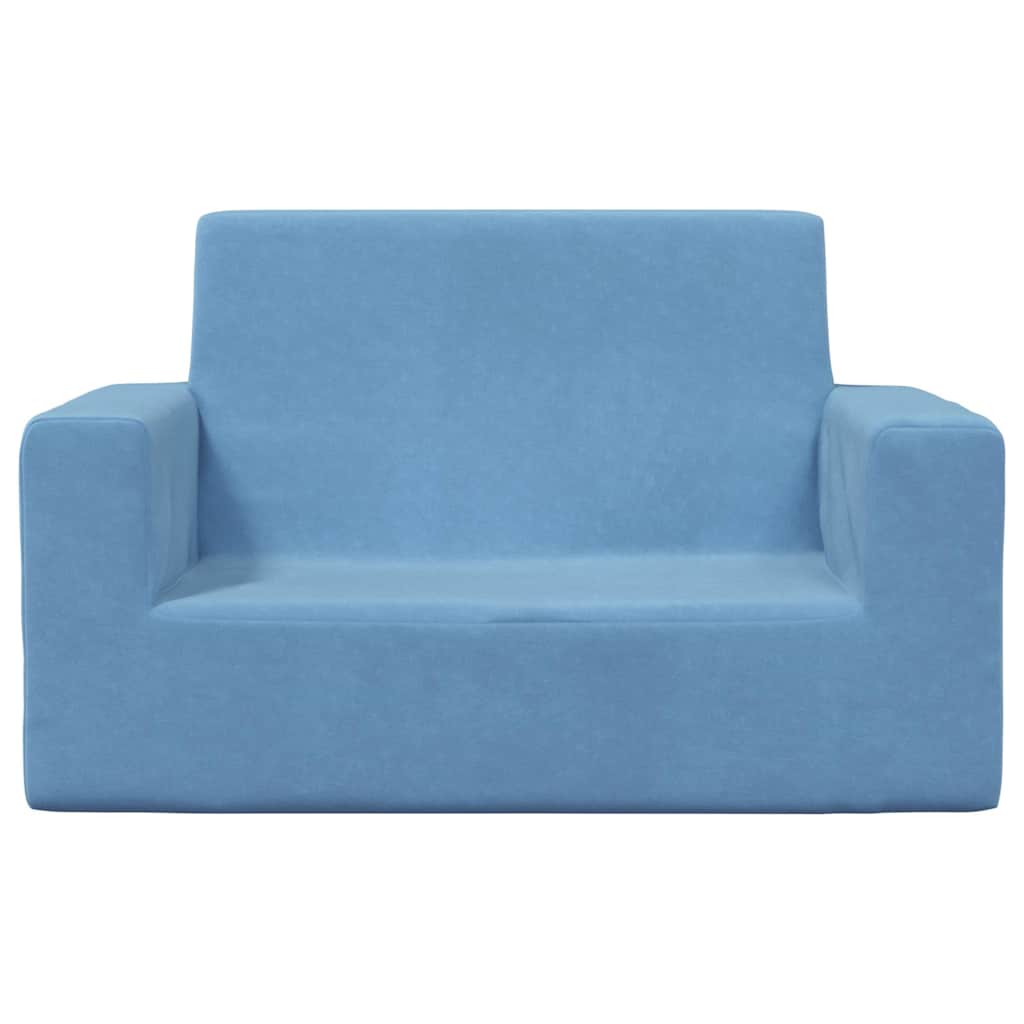 Sofá infantil de 2 lugares pelúcia azul