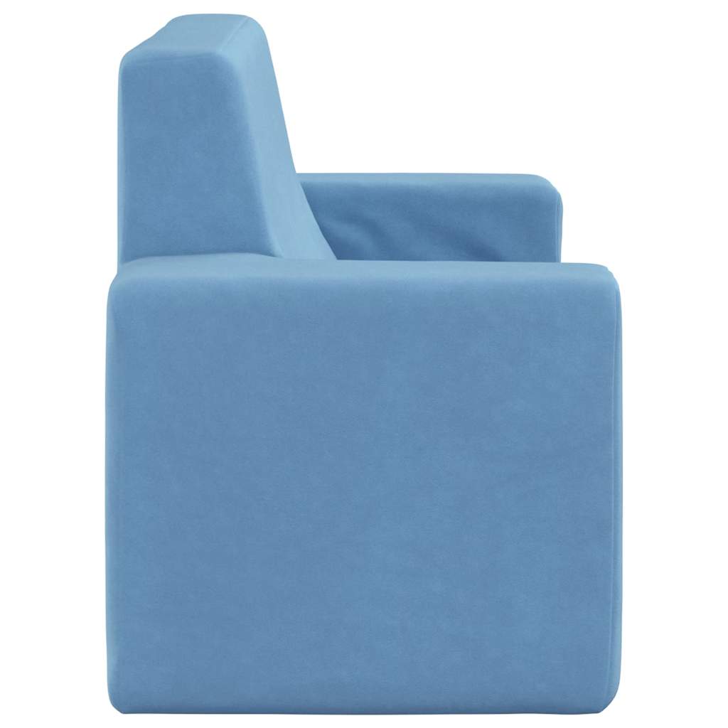 Sofá infantil de 2 lugares pelúcia azul