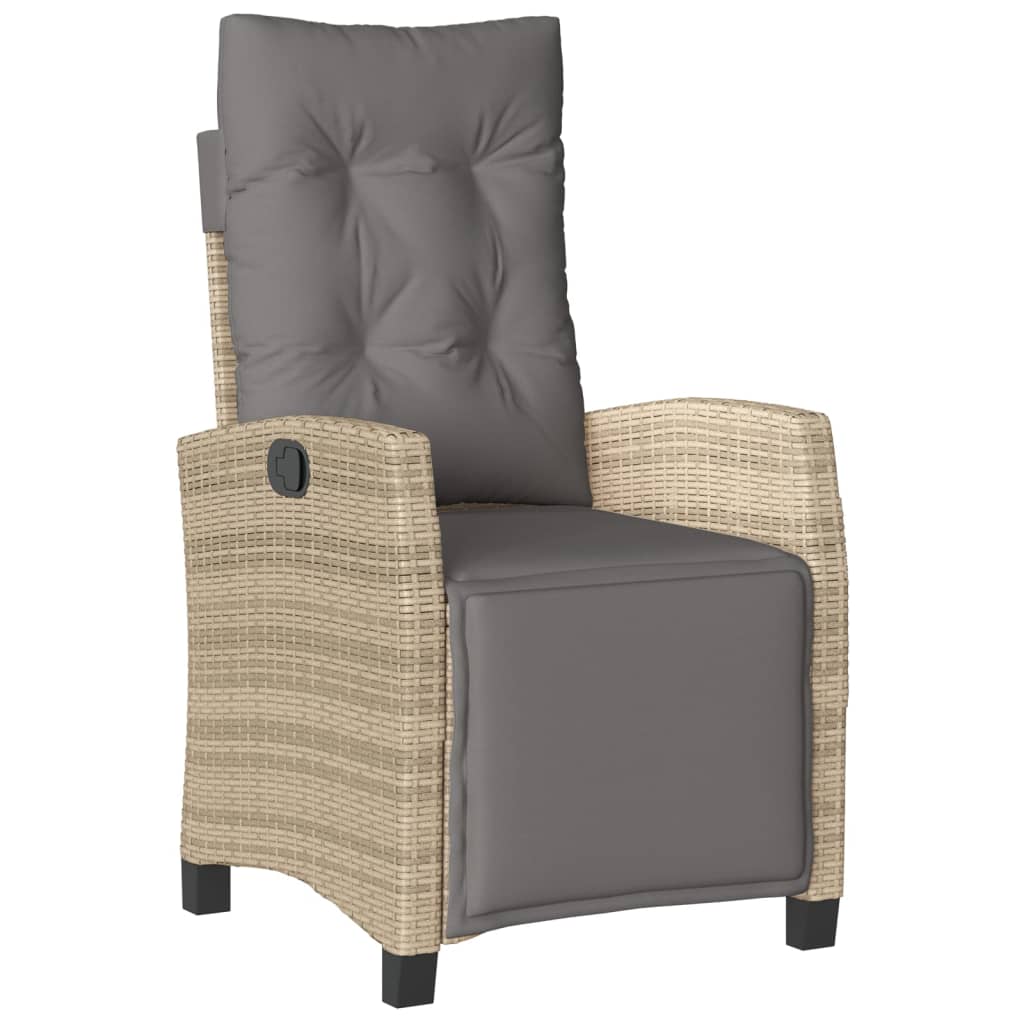 7 Pcs conj. jantar jardim c/ almofadões vime PE bege misturado