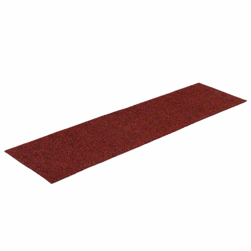 Tapetes de escada autoadesivos 15 peças 76x20 cm vermelho bordô retangular