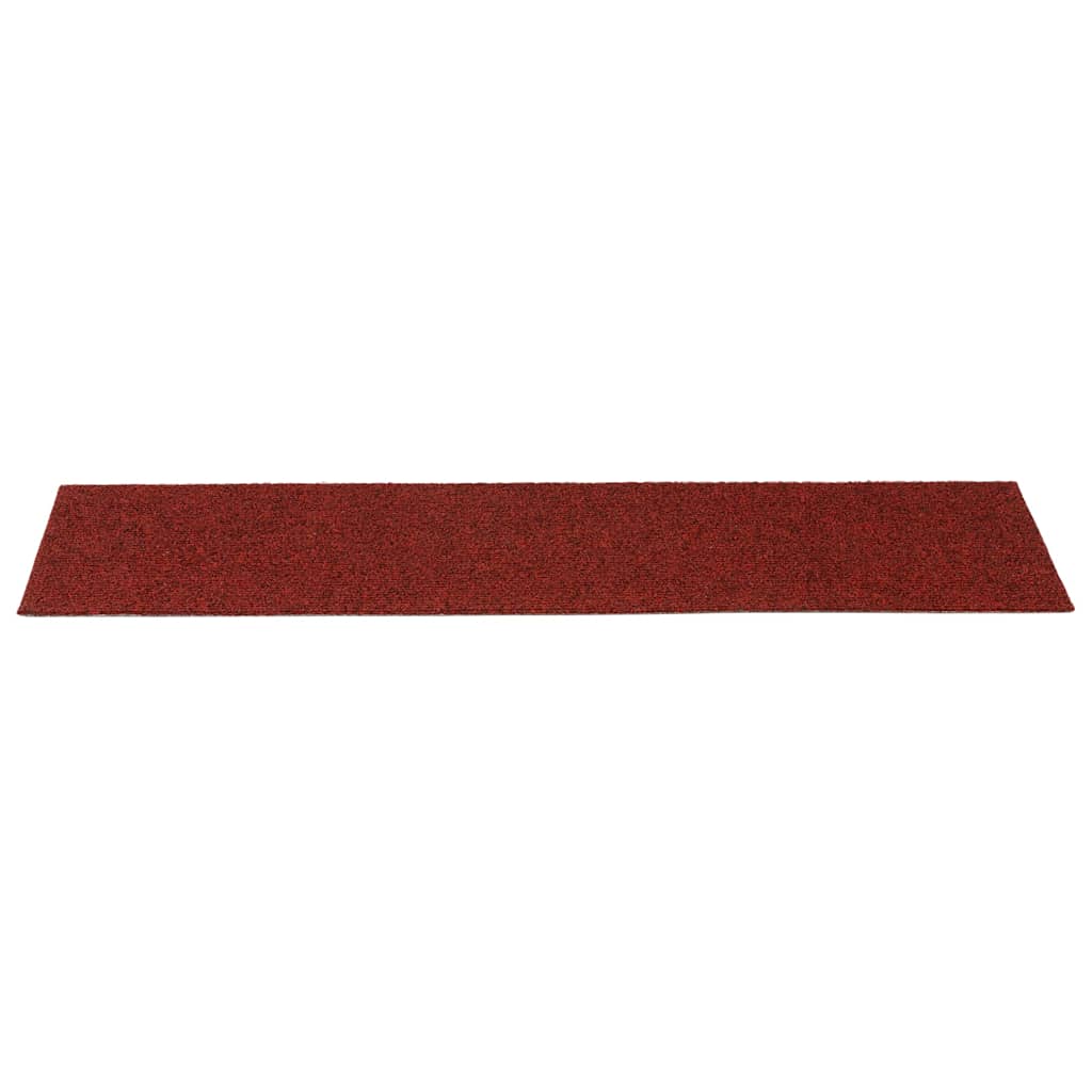 Tapetes de escada autoadesivos 15 peças 76x20 cm vermelho bordô retangular