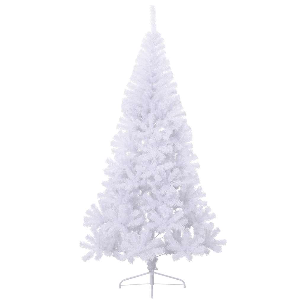 Meia árvore de natal artificial com suporte 210 cm PVC branco