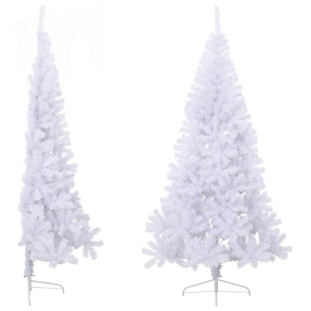 Meia árvore de natal artificial com suporte 210 cm PVC branco