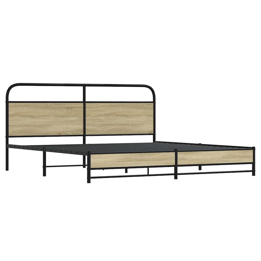 Estrutura de cama sem colchão 180x200cm metal carvalho sonoma