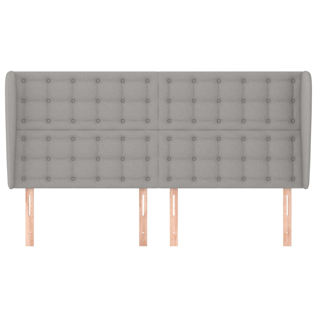 Cabeceira cama c/ abas tecido 163x23x118/128 cm cinzento-claro
