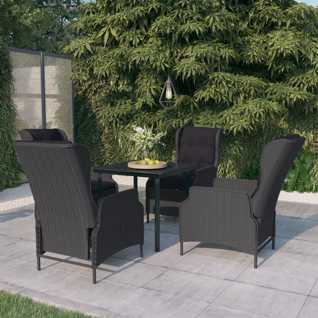 5 Pcs conjunto de jantar para jardim cinzento-escuro