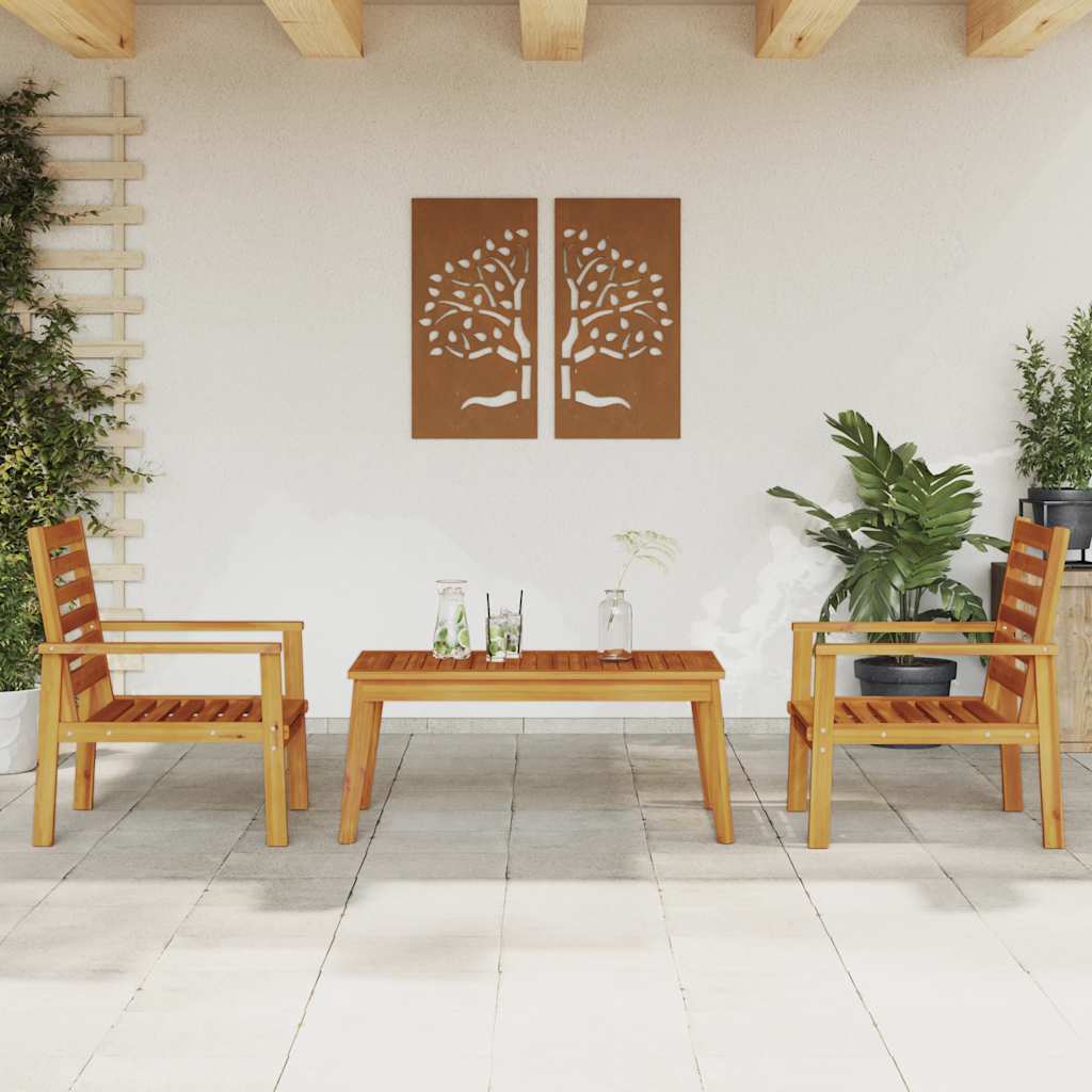 3 Pcs conjunto lounge de jardim madeira de acácia maciça