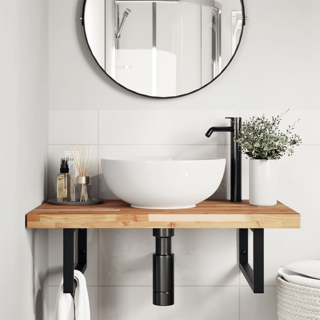 Tampo p/ móvel de wc 60x50x4 cm acácia maciça acabamento a óleo