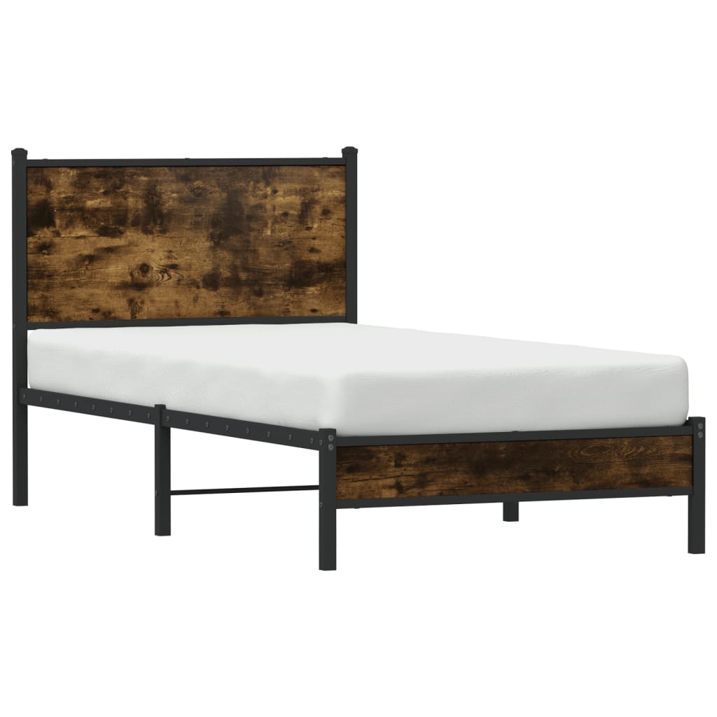 Estrutura de cama sem colchão 90x190 cm metal carvalho fumado