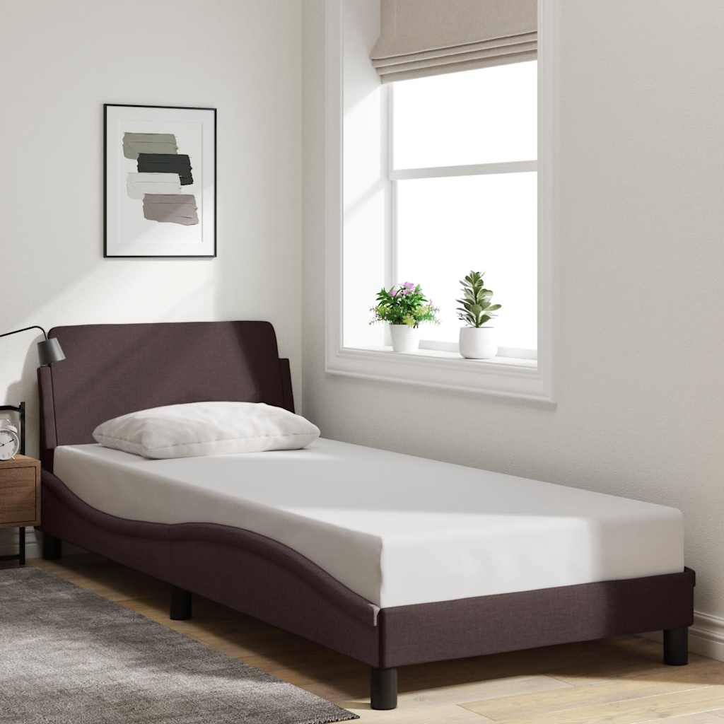 Estrutura de cama dover 90x190 cm tecido castanho-escuro