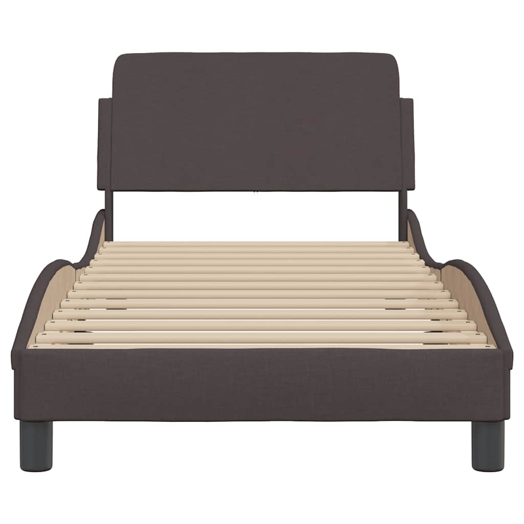 Estrutura de cama dover 90x190 cm tecido castanho-escuro