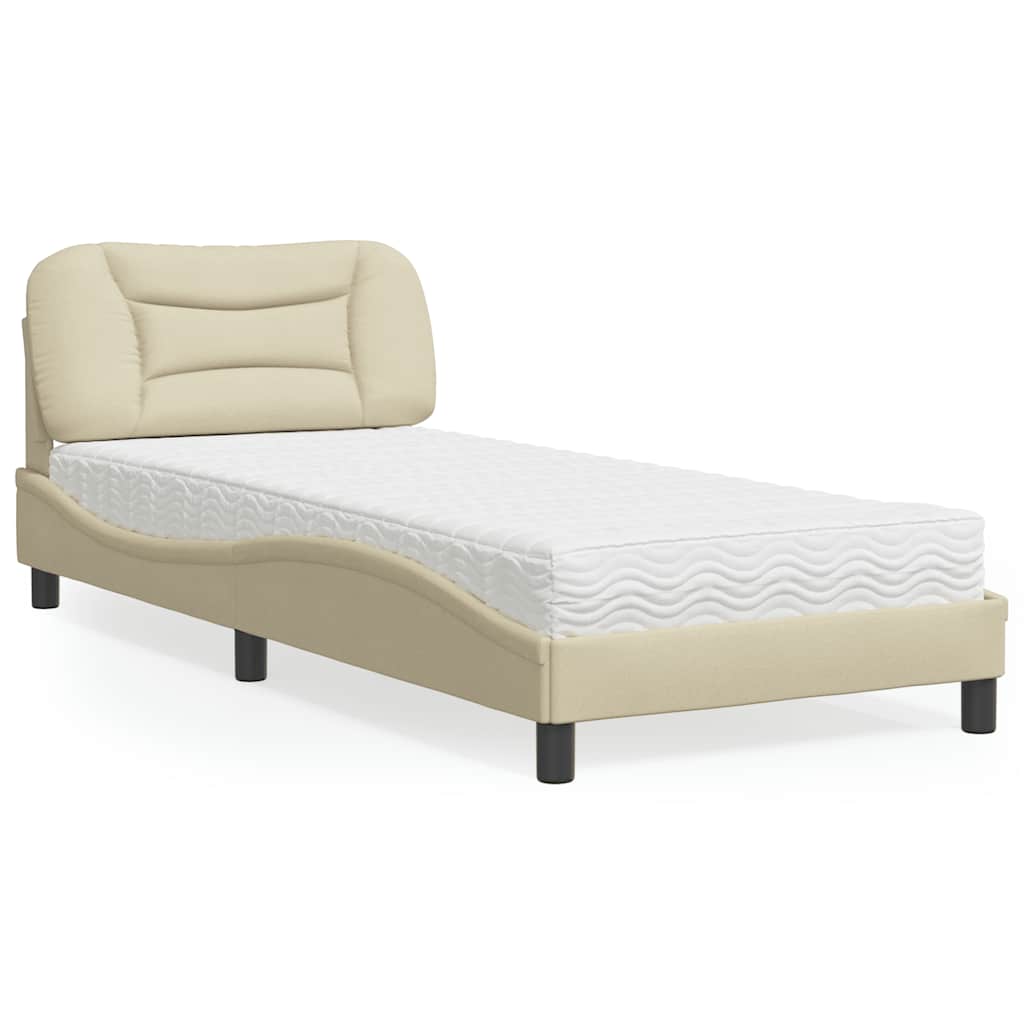 Cama com colchão hvar 80x200 cm tecido cor creme