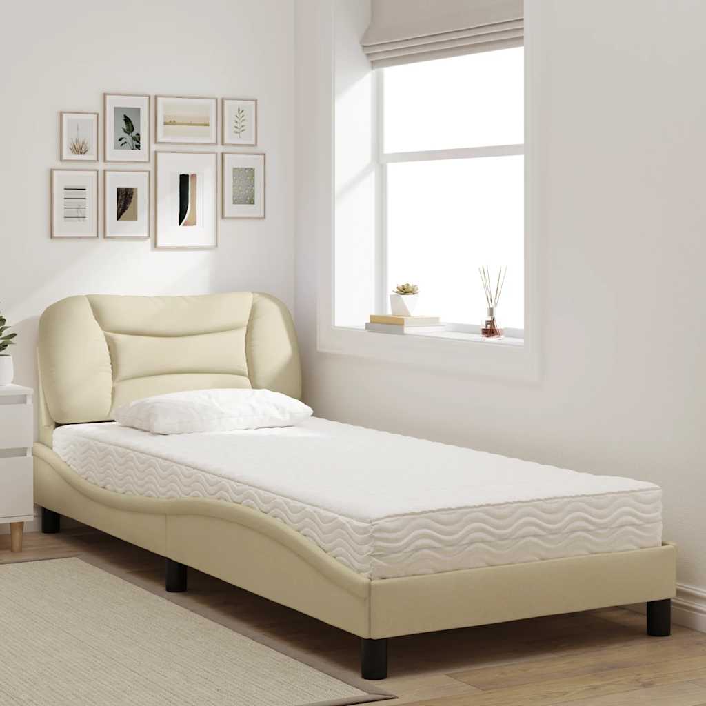 Cama com colchão hvar 80x200 cm tecido cor creme