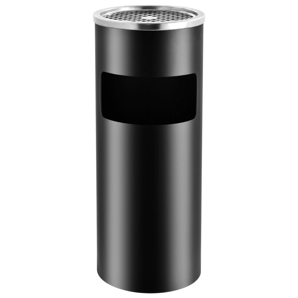 Caixote do lixo com cinzeiro para hotel 30 l aço preto