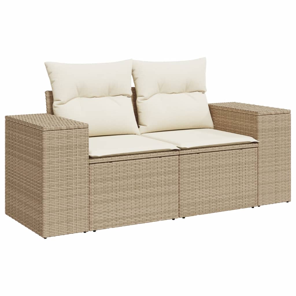 5 Pcs conjunto de sofás p/ jardim com almofadões vime PE bege