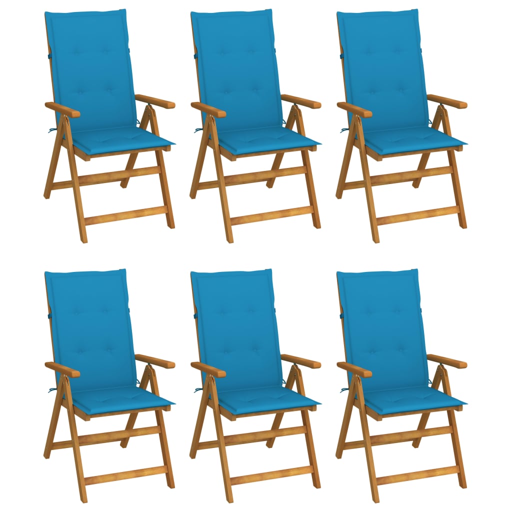 Cadeiras de jardim dobráveis c/ almofadões 6 pcs acácia maciça