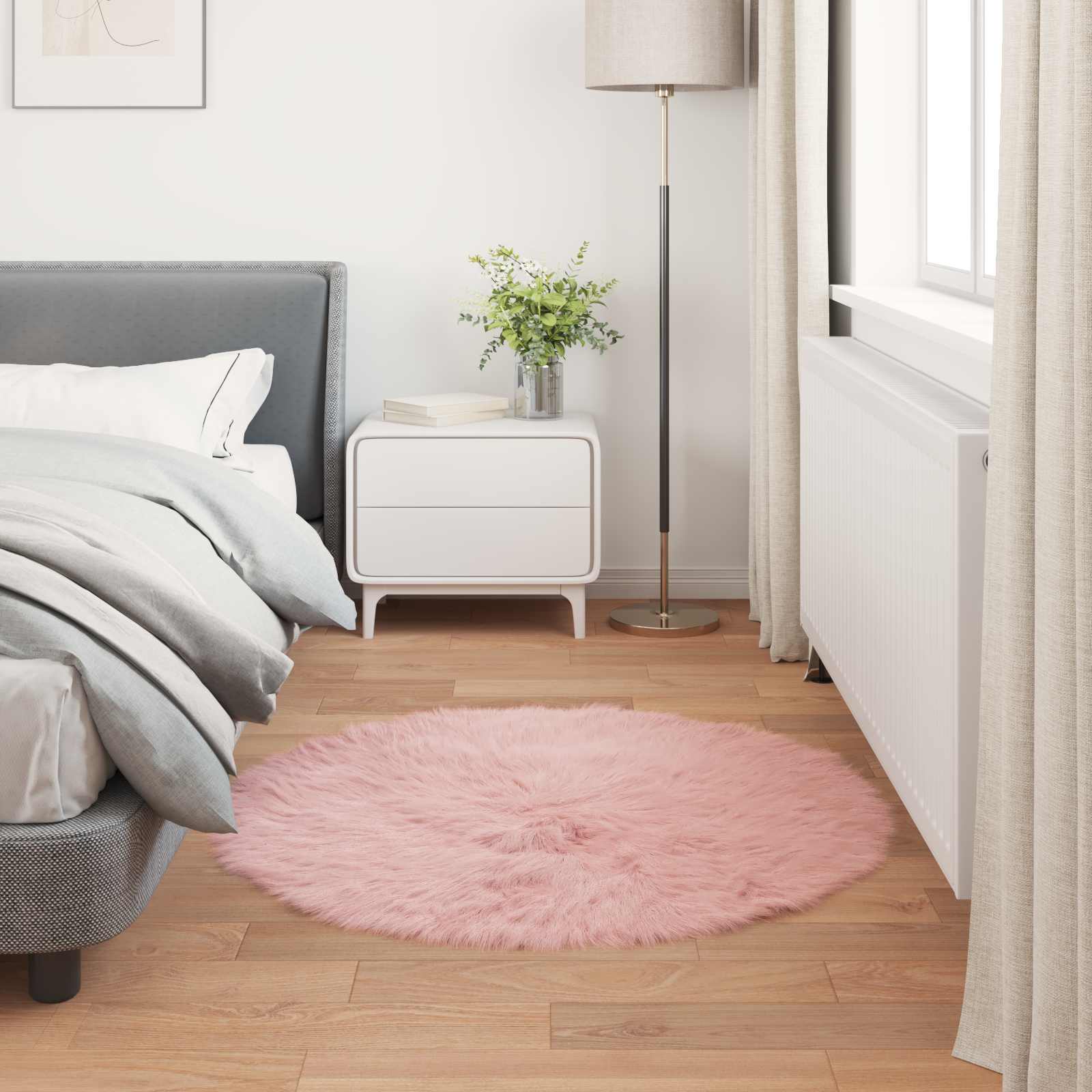 Tapete de de ovelha sintética tafalla rosa ø 80 cm poliéster