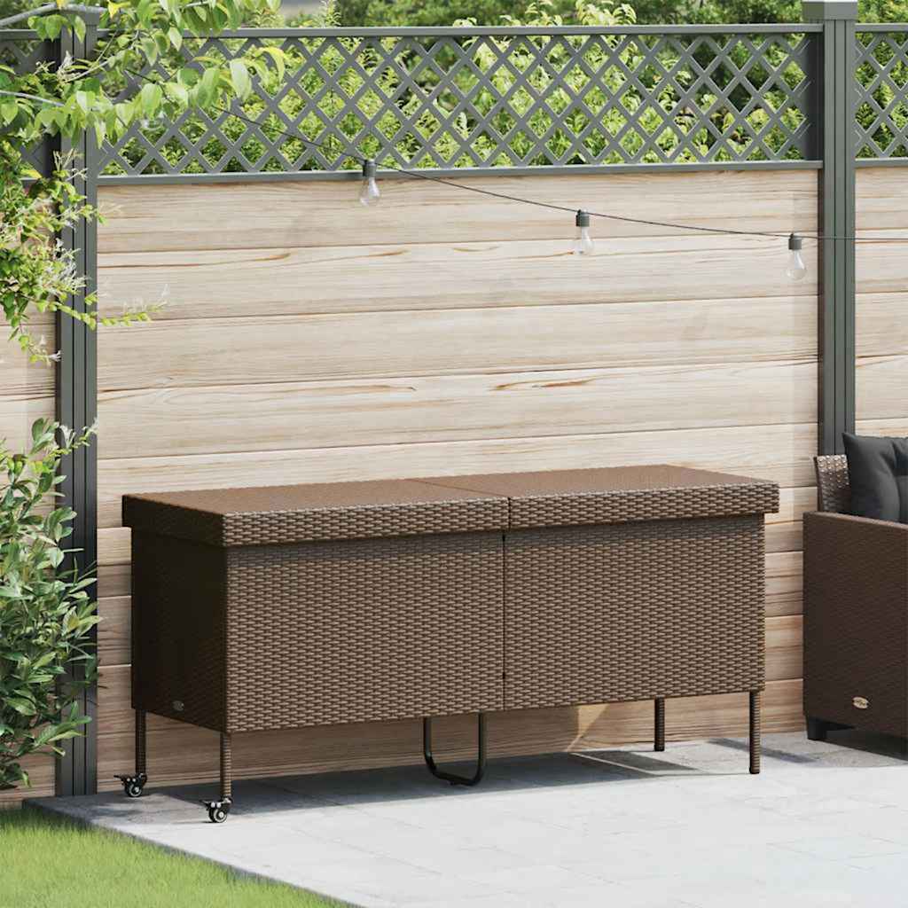 Caixa de arrumação com rodas 160x55x75 cm vime PE castanho