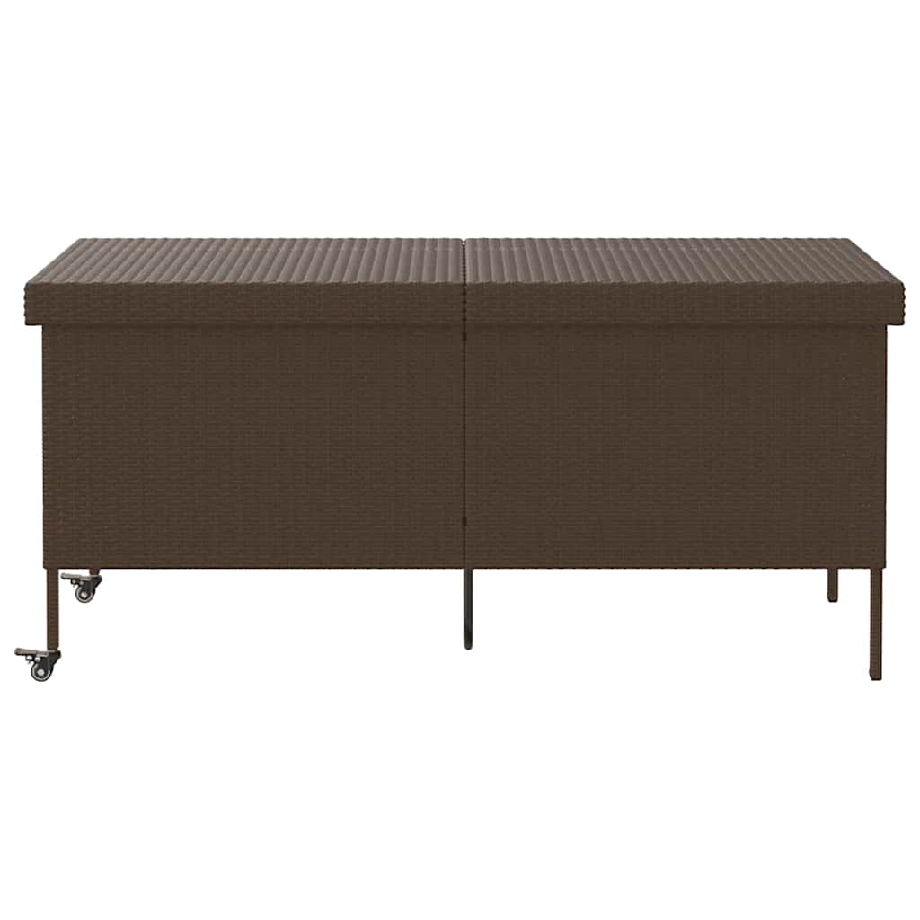 Caixa de arrumação com rodas 160x55x75 cm vime PE castanho