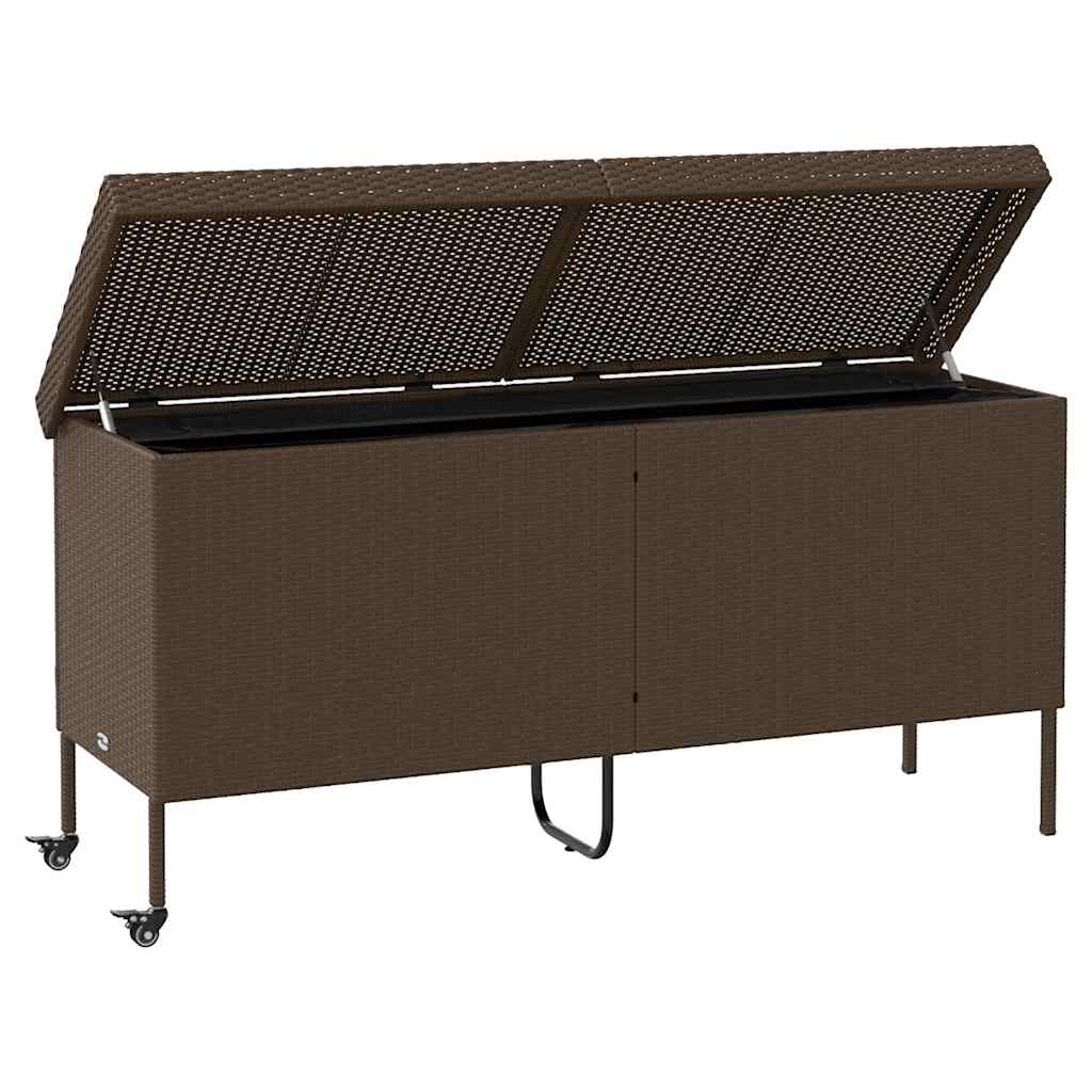 Caixa de arrumação com rodas 160x55x75 cm vime PE castanho