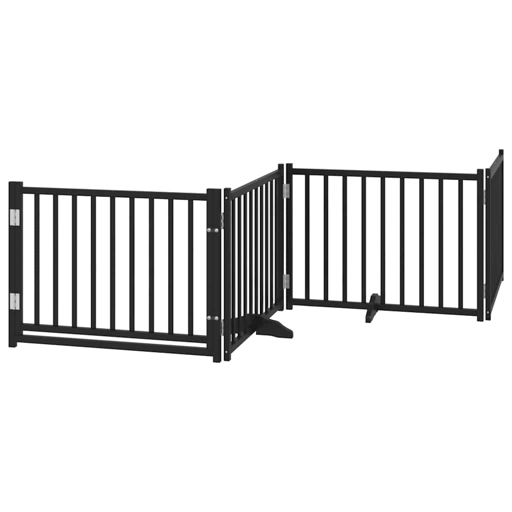 Portão p/ cães com porta dobrável 8 painéis 640 cm álamo preto