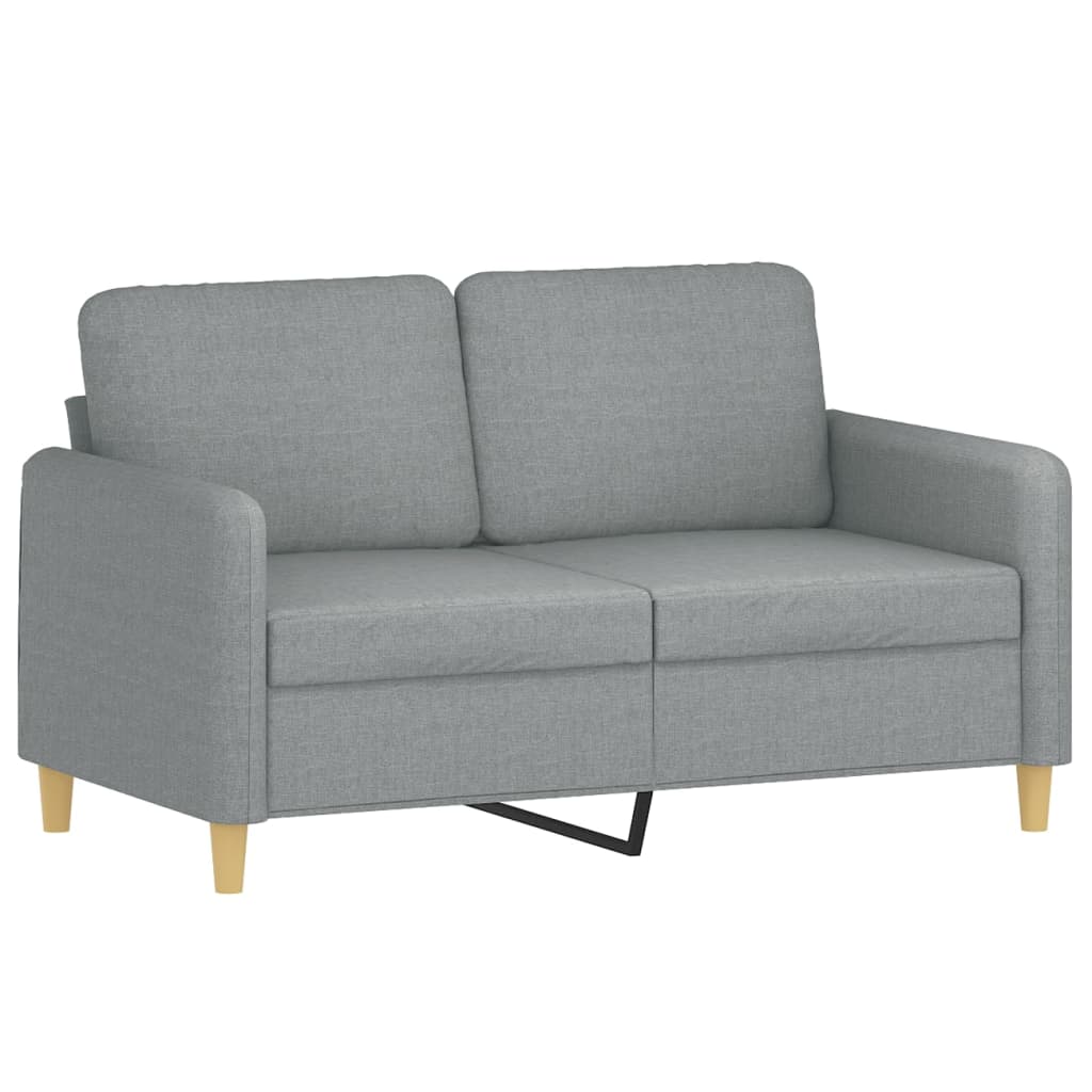 3 Pcs conjunto de sofás com almofadas tecido cinzento-claro