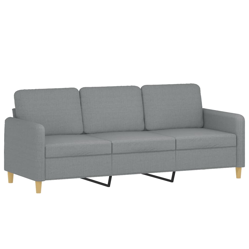 3 Pcs conjunto de sofás com almofadas tecido cinzento-claro