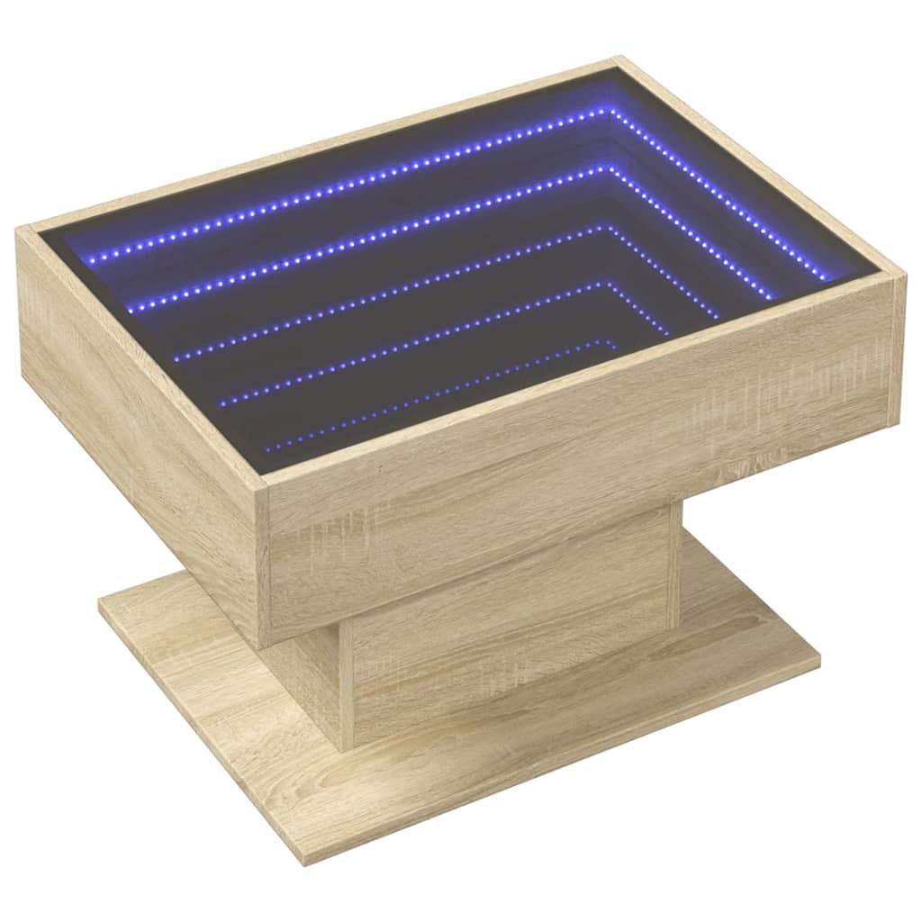 Mesa de centro c/ leds 70x50x45 cm derivados de madeira