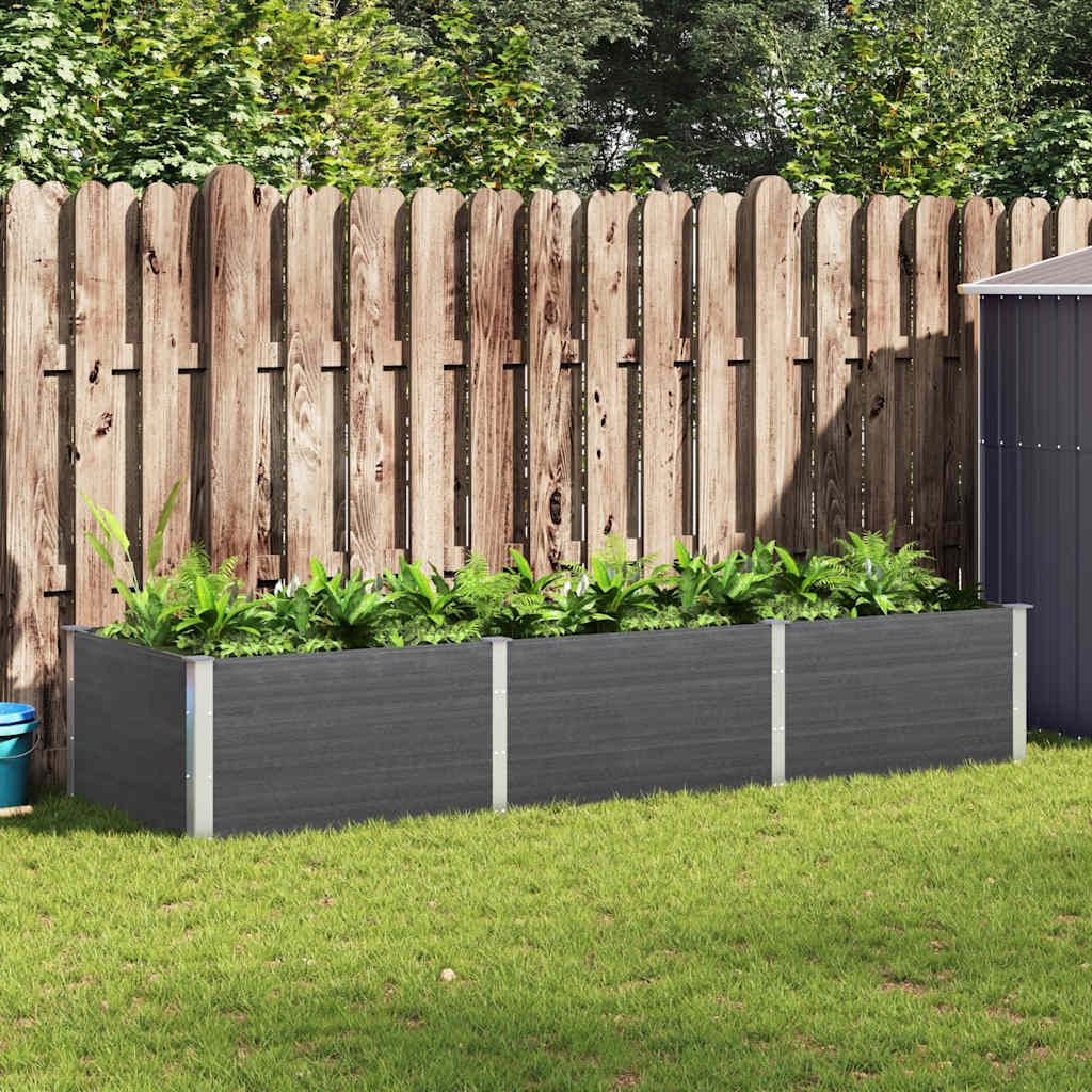 Canteiro de jardim elevado 300x100x54 cm wpc cinzento