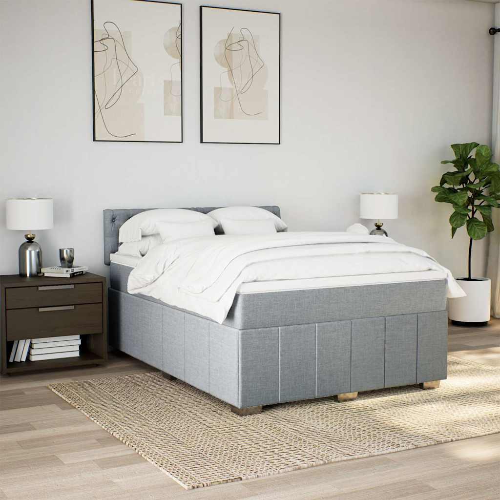 Cama com molas/colchão 160x200 cm tecido cinzento-claro